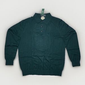 L.L. Bean Men's Green Cotton Cashmere Collared Pullover Sweater Size L